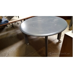 Grey Round Teknion Meeting Table w/ Grey Legs